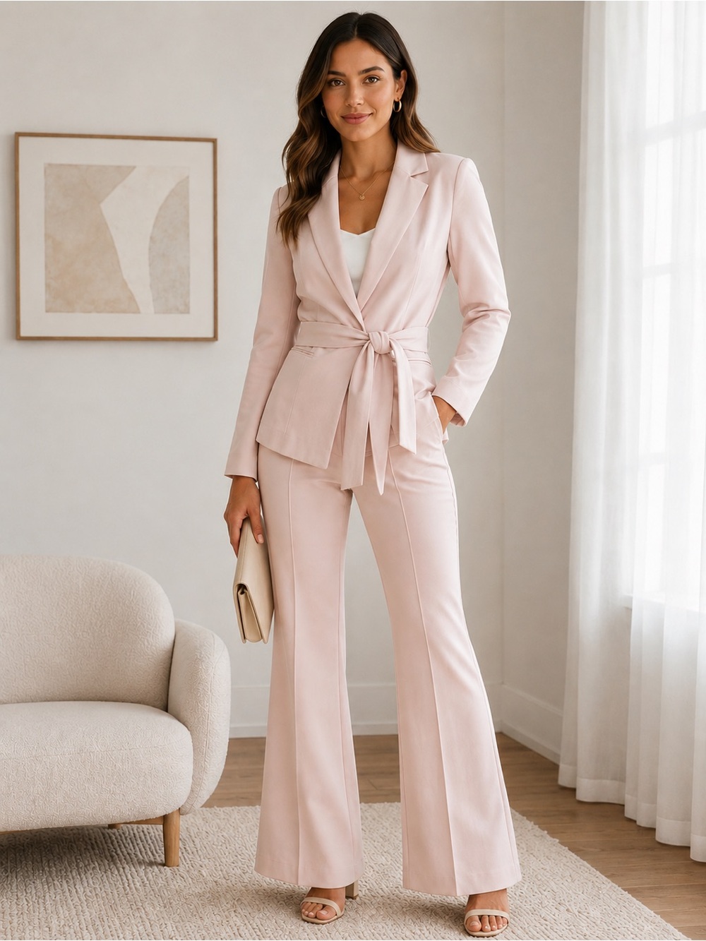 NWT BOA Because of Alice Tie-Waist Blazer & Boot-Cut Pants Set